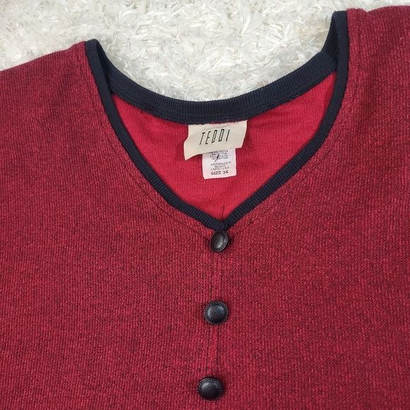 Teddi Women's Blouse Career Top, Burgundy/ Wine, Size 3X - Picture 4 of 9